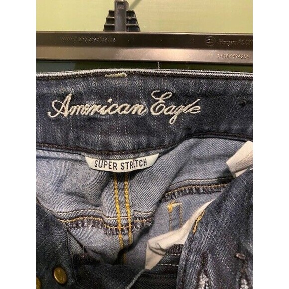 American Eagle Artist Jeans Women Sz 2 Short Blue Denim Bootcut Two Button - Picture 7 of 10
